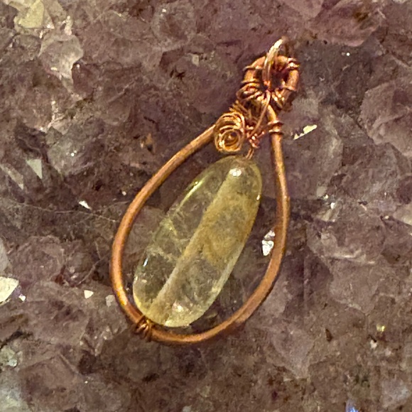Copper-wired Citrine pendant only - Picture 1 of 1